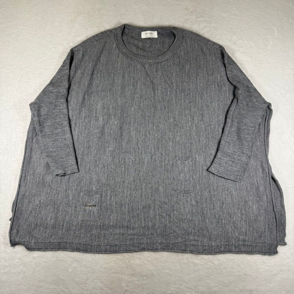 Mer Sea Co Gray Oversized Pullover Sweater Crew Neck One Size OS Fits All Pocket